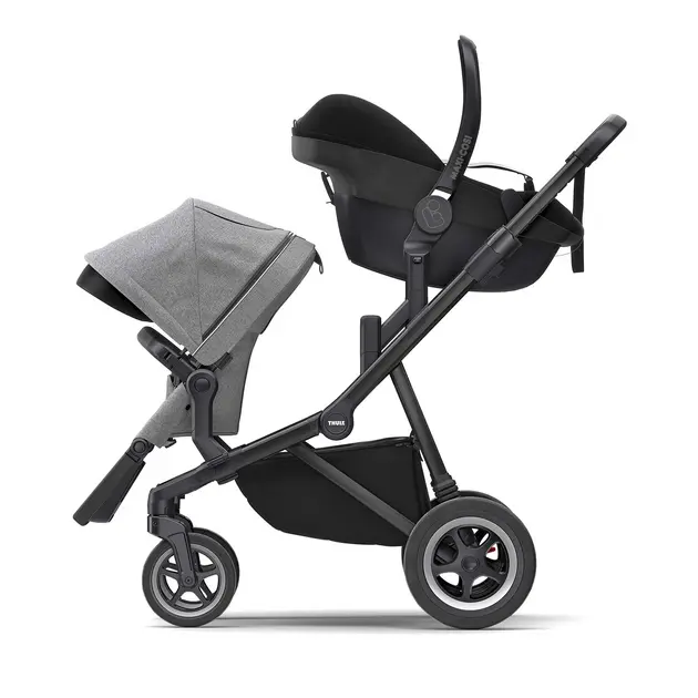 Carrinho de Bebê Thule Sleek + Moisés Cinza – Amortecedor 4 Rodas Carrinho de Bebê Thule Sleek + Moisés Cinza - Amortecedor 4 Rodas