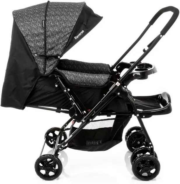 Carrinho de Bebê Travel System Reverse Cosco Preto Rajado Carrinho de Bebê Travel System Reverse Cosco Preto Rajado