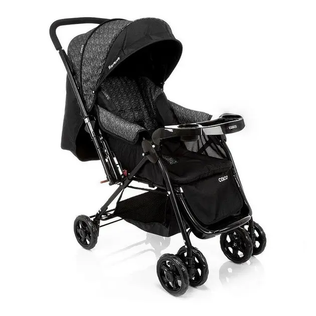 Carrinho de Bebê Travel System Reverse Cosco Preto Rajado Carrinho de Bebê Travel System Reverse Cosco Preto Rajado