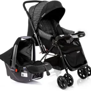 Carrinho de Bebê Travel System Reverse Cosco Preto Rajado
