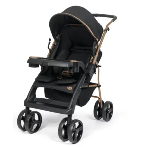 Carrinho de Bebê Tutti Baby Bolt Preto e Dourado com Reversibilidade e Moisés