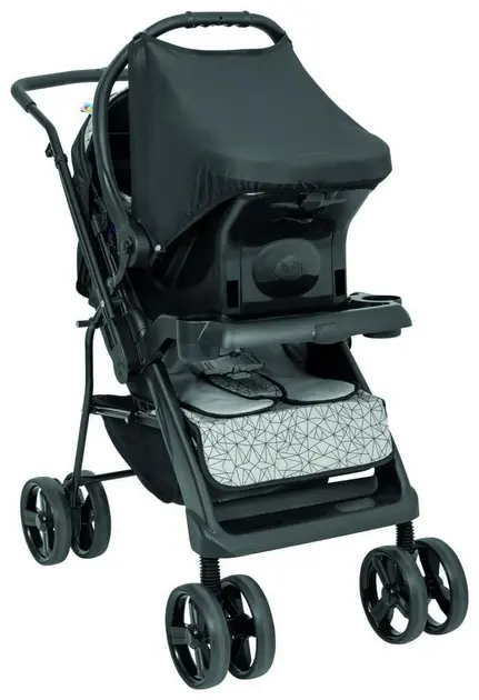 Carrinho de Bebê Tutti Baby Yano Preto e Cinza para Crianças até 15kg