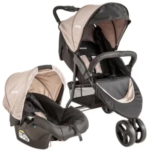Carrinho de Bebe Whoop Bebê Conforto Trio Cappuccino - Estrutura Leve e Compacta