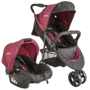 Carrinho de Bebê Whoop Trio 5 em 1 - Vinho - Com Bebê Conforto e Moisés