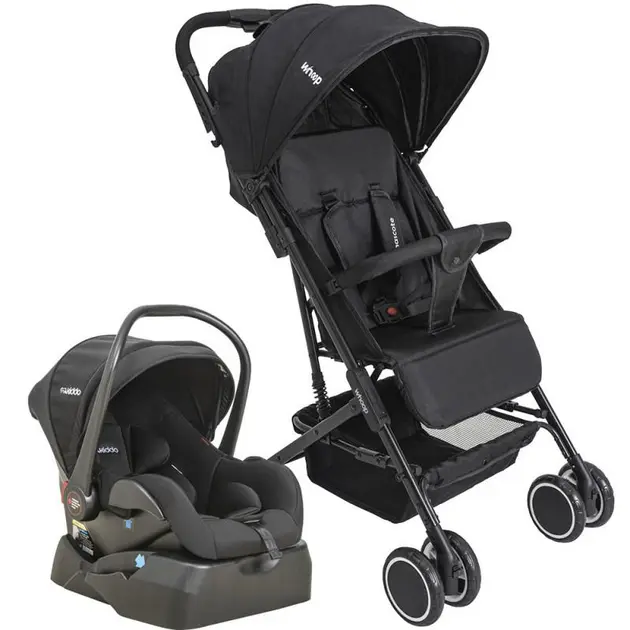 Carrinho de Bebê Whoop Vox Travel System Preto com Bebê Conforto e Base Carrinho de Bebê Whoop Vox Travel System Preto com Bebê Conforto e Base
