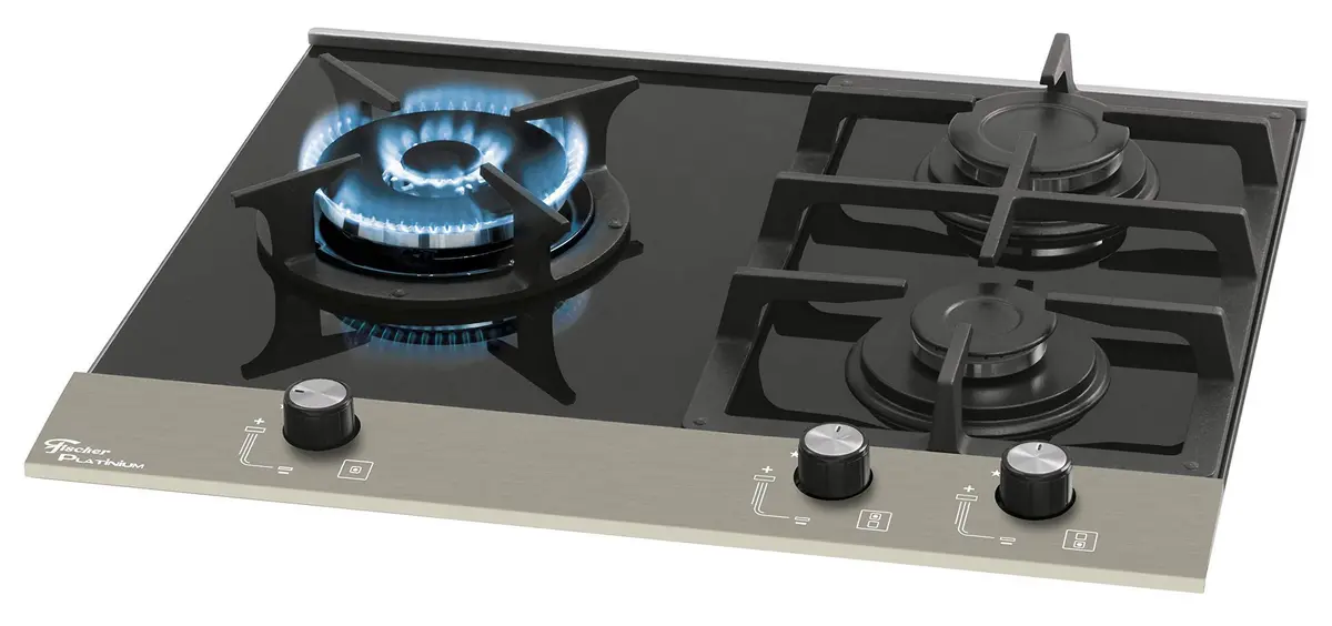 Cooktop 3 Bocas Fischer Preto Platinium Bivolt - Gás