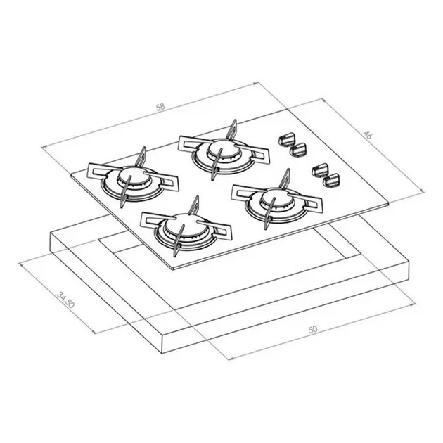 Cooktop 4 Bocas D&D Azul - Gás Bivolt - CE04AZ