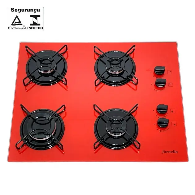 Cooktop 4 Bocas D&D Vermelho – Gás Bivolt – CE04V Cooktop 4 Bocas D&D Vermelho - Gás Bivolt - CE04V