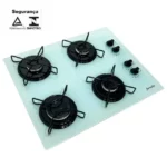 Cooktop 4 Bocas Fornello Branco Mega Chama 220v A Gás