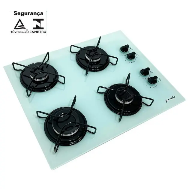 Cooktop 4 Bocas Fornello Branco Mega Chama 220v A Gás Cooktop 4 Bocas Fornello Branco Mega Chama 220v A Gás