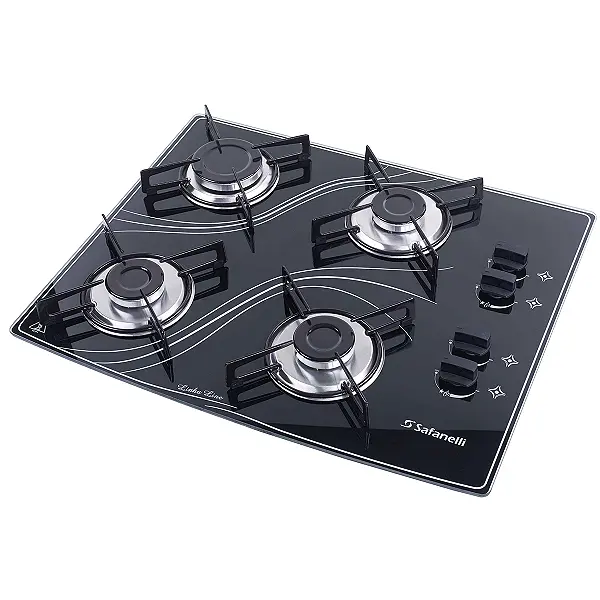 Cooktop 4 Bocas Safanelli Preto – À Gás Bivolt – FCL40 com Acendimento Superautomático Cooktop 4 Bocas Safanelli Preto - À Gás Bivolt - FCL40 com Acendimento Superautomático