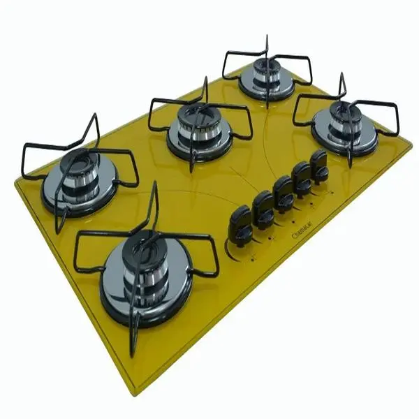 Cooktop 5 Bocas Amarelo – Gás Bivolt – Acendimento Automático Cooktop 5 Bocas Amarelo - Gás Bivolt - Acendimento Automático