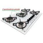 Cooktop 5 Bocas Branco Mega Chama - Gás Bivolt