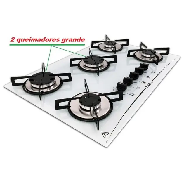 Cooktop 5 Bocas Branco Mega Chama – Gás Bivolt Cooktop 5 Bocas Branco Mega Chama - Gás Bivolt