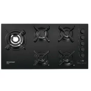 Cooktop 5 Bocas Brastemp Preto - Ative! Timer Touch - Gás Bivolt - BDT85AEUNA