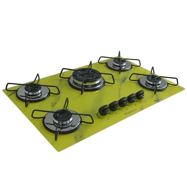 Cooktop 5 Bocas Chamalar Amarelo – Tripla Chama – Gás Bivolt Cooktop 5 Bocas Chamalar Amarelo - Tripla Chama - Gás Bivolt