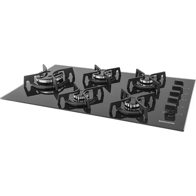 Cooktop 5 Bocas e Queimadores em Vidro Suggar Preto Bivolt FG5335VP
