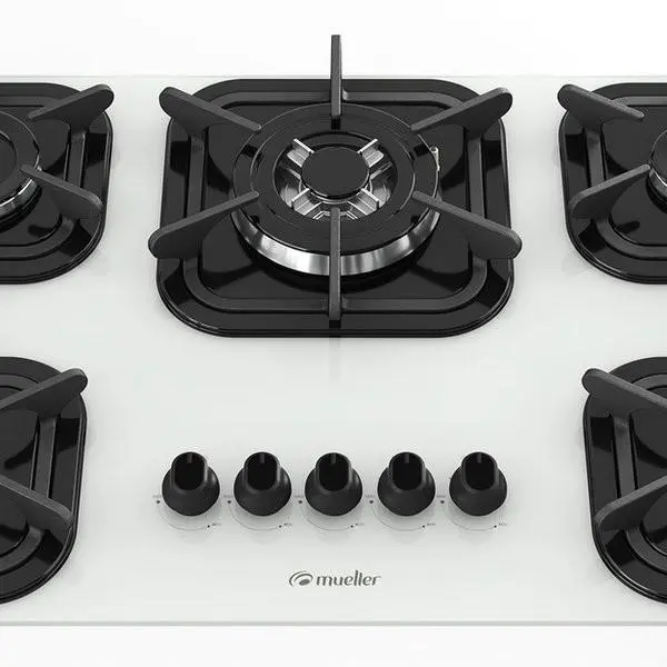 Cooktop 5 Bocas Mueller Branco – Tripla Chama – Gás Bivolt Cooktop 5 Bocas Mueller Branco - Tripla Chama - Gás Bivolt