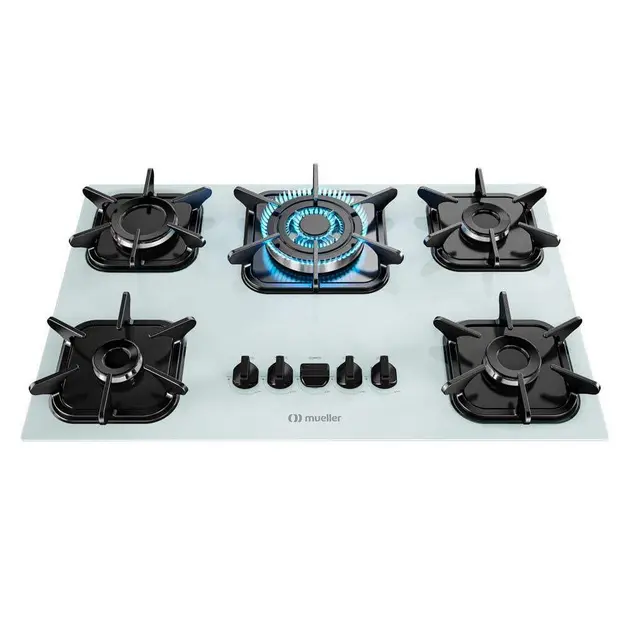 Cooktop 5 Bocas Mueller Branco – Tripla Chama – Gás Bivolt Cooktop 5 Bocas Mueller Branco - Tripla Chama - Gás Bivolt