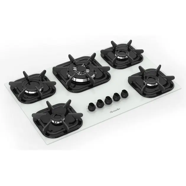 Cooktop 5 Bocas Mueller Branco – Tripla Chama – Gás Bivolt Cooktop 5 Bocas Mueller Branco - Tripla Chama - Gás Bivolt