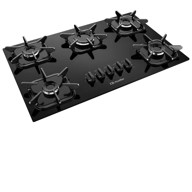 Cooktop 5 Bocas Mueller Preto Ultra Chama Gás Bivolt