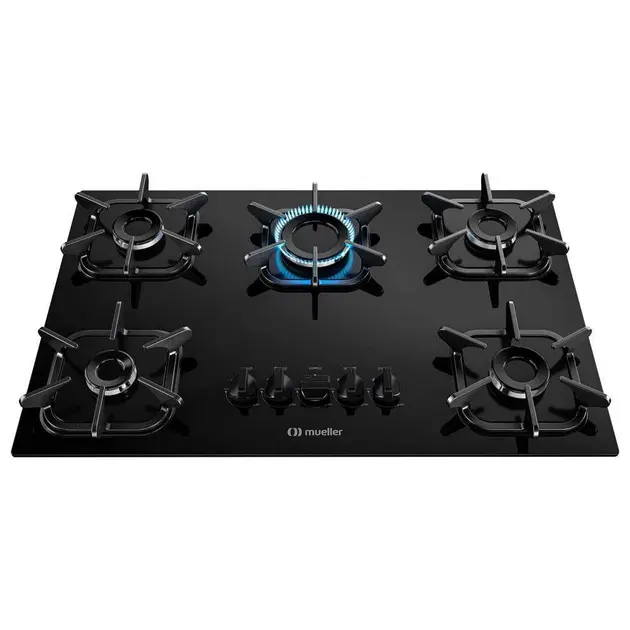 Cooktop 5 Bocas Mueller Preto – Ultra Chama – Gás Bivolt – 601270002
