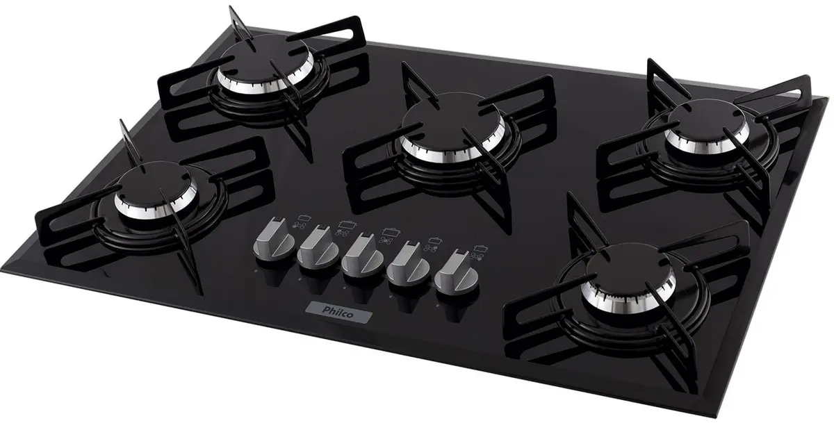 Cooktop 5 Bocas Philco Inox – Tripla Chama – Gás Bivolt Cooktop 5 Bocas Philco Inox - Tripla Chama - Gás Bivolt