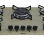 Cooktop 5 Bocas Premium Tripla Chama Chamalar - Marrom Amadeirado Claro - Gás Bivolt