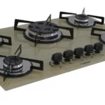 Cooktop 5 Bocas Premium Tripla Chama Chamalar - Marrom Amadeirado Claro - Gás Bivolt