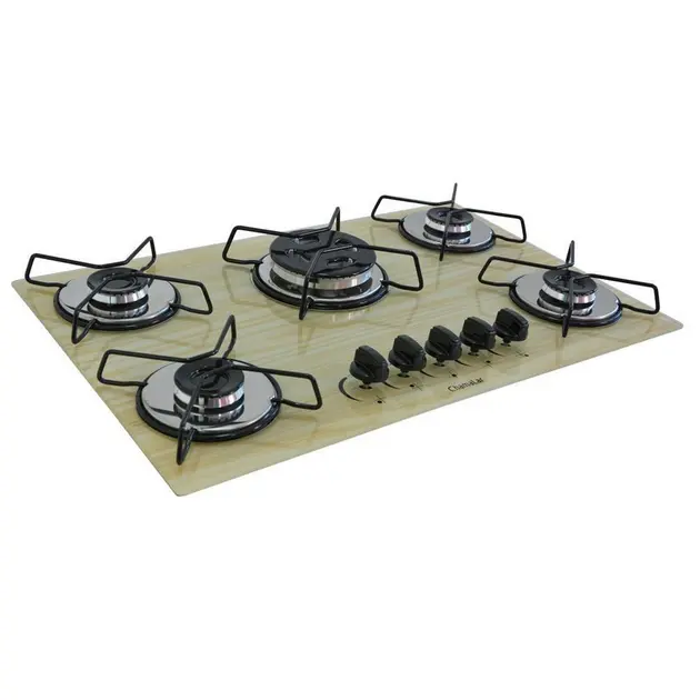 Cooktop 5 Bocas Premium Tripla Chama Chamalar – Marrom Amadeirado Claro – Gás Bivolt Cooktop 5 Bocas Premium Tripla Chama Chamalar - Marrom Amadeirado Claro - Gás Bivolt