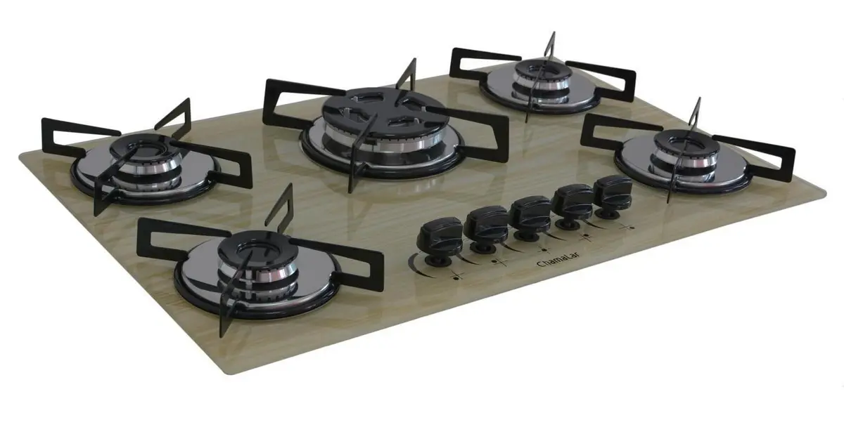 Cooktop 5 Bocas Premium Tripla Chama Chamalar – Marrom Amadeirado Claro – Gás Bivolt Cooktop 5 Bocas Premium Tripla Chama Chamalar - Marrom Amadeirado Claro - Gás Bivolt