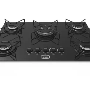 Cooktop 5 Bocas Realce Atalanta Preto - Tripla Chama - Gás Bivolt