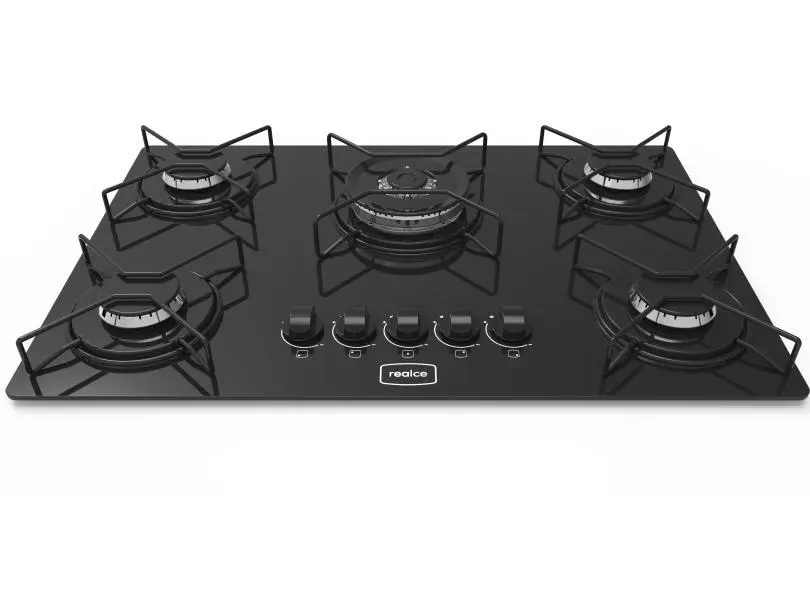 Cooktop 5 Bocas Realce Atalanta Preto – Tripla Chama – Gás Bivolt Cooktop 5 Bocas Realce Atalanta Preto - Tripla Chama - Gás Bivolt