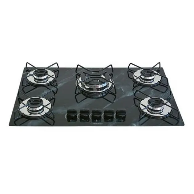 Cooktop 5 Bocas Tripla Chama Marmorizado Cinza Gás Bivolt