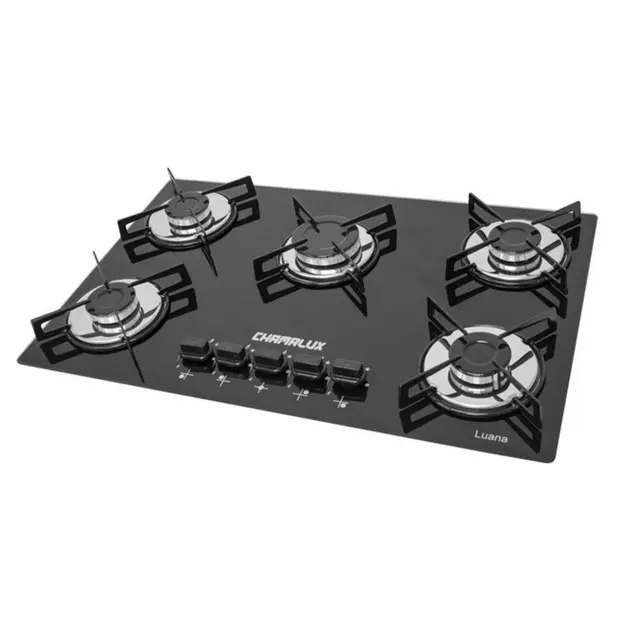 Cooktop 5 Bocas Ultrachama Preto - Gás Bivolt