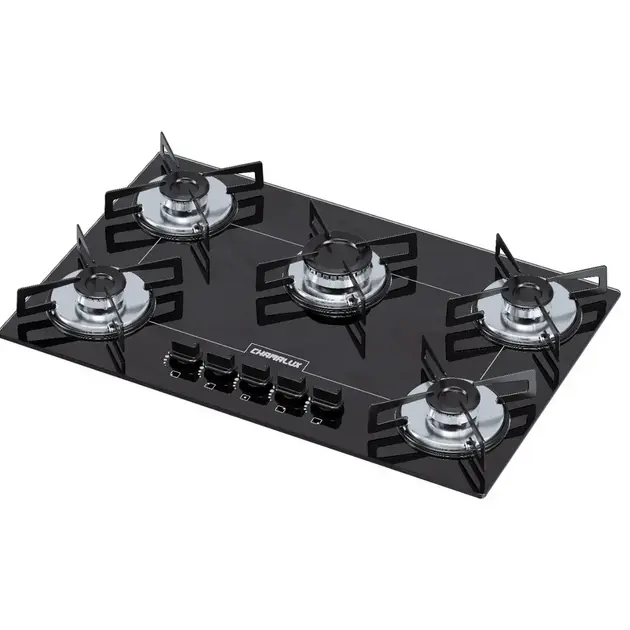 Cooktop 5 Bocas Ultrachama Preto - Gás Bivolt