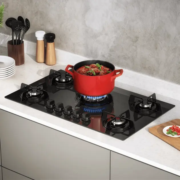 Cooktop a Gás 5 Bocas Bivolt – Preto – Tripla Chama – Ultra Chama Cooktop a Gás 5 Bocas Bivolt - Preto - Tripla Chama - Ultra Chama