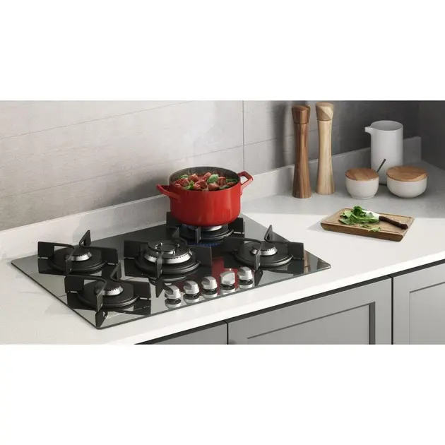 Cooktop a Gás 5 Bocas Electrolux Home Pro (GC75U) Prateado com Tripla Chama Cooktop a Gás 5 Bocas Electrolux Home Pro (GC75U) Prateado com Tripla Chama