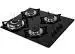 Cooktop a Gás Fogatti Preto 4 Bocas - Vidro Temperado 6mm Bivolt V400