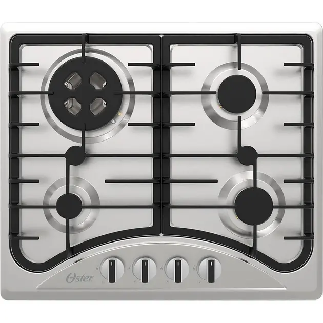 Cooktop a Gás Inox 4 Bocas Oster Semiprofissional – Bivolt Cooktop a Gás Inox 4 Bocas Oster Semiprofissional - Bivolt