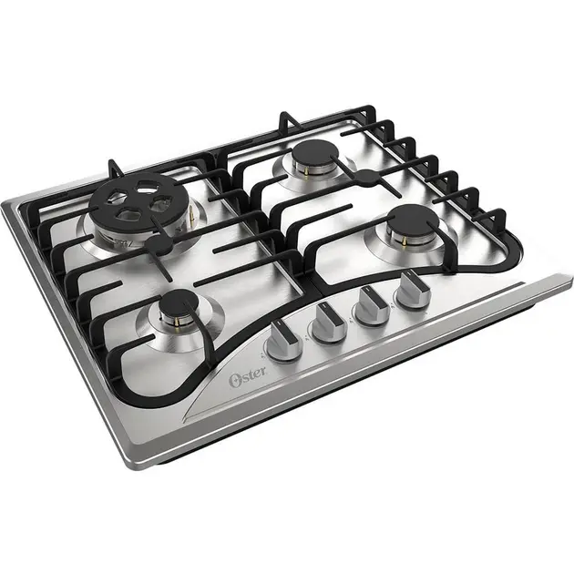 Cooktop a Gás Inox 4 Bocas Oster Semiprofissional – Bivolt Cooktop a Gás Inox 4 Bocas Oster Semiprofissional - Bivolt