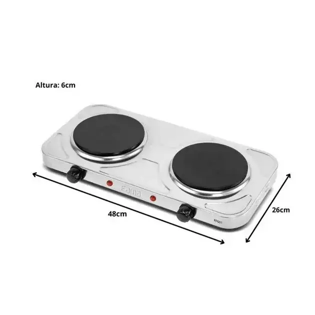 Cooktop Elétrico 2 Bocas Fama Inox – 2000W 220V FFG01 Cooktop Elétrico 2 Bocas Fama Inox - 2000W 220V FFG01