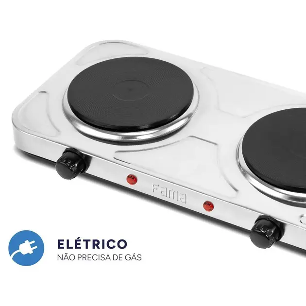 Cooktop Elétrico 2 Bocas Fama Inox – 2000W 220V FFG01 Cooktop Elétrico 2 Bocas Fama Inox - 2000W 220V FFG01
