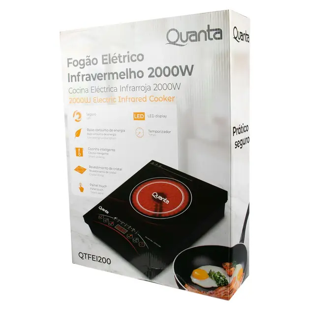 Cooktop Elétrico Infravermelho Quanta 1 Boca 220V - QTFEI200 2000W - Preto