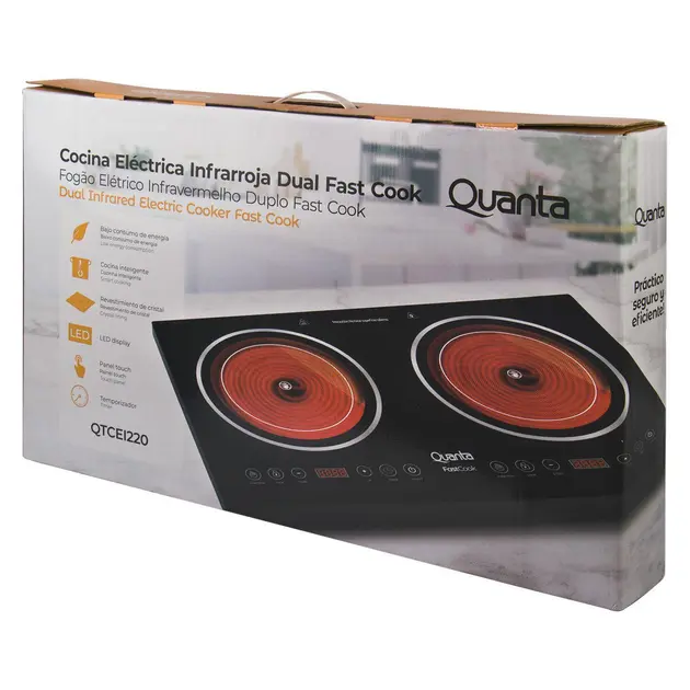 Cooktop Elétrico Infravermelho Quanta 2 Bocas 220V – QTCEI220 – Preto Cooktop Elétrico Infravermelho Quanta 2 Bocas 220V - QTCEI220 - Preto