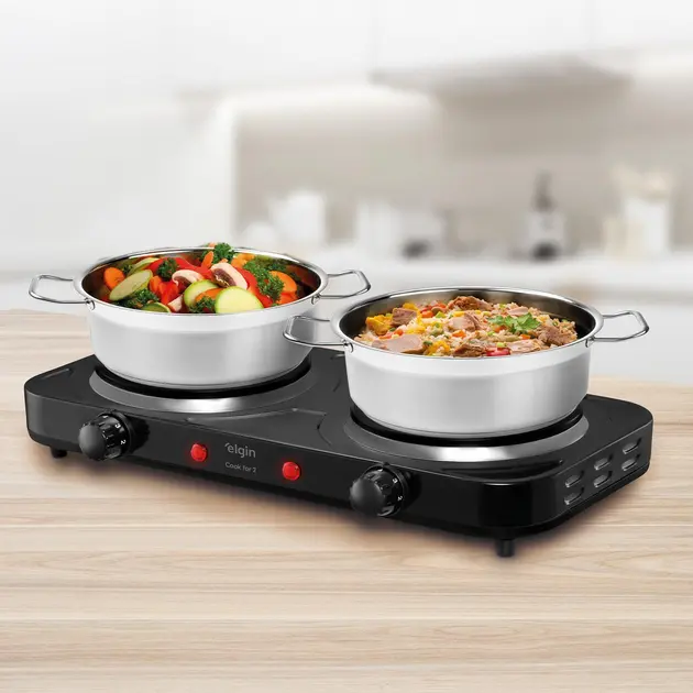 Cooktop Elétrico Portátil 2 Bocas Preto 220V – Alta Potência Cooktop Elétrico Portátil 2 Bocas Preto 220V - Alta Potência
