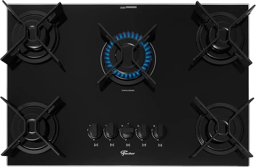 Cooktop Fischer 5 Bocas Fit Line Trempe Iron – Gás e Elétrico Bivolt – Preto Cooktop Fischer 5 Bocas Fit Line Trempe Iron - Gás e Elétrico Bivolt - Preto