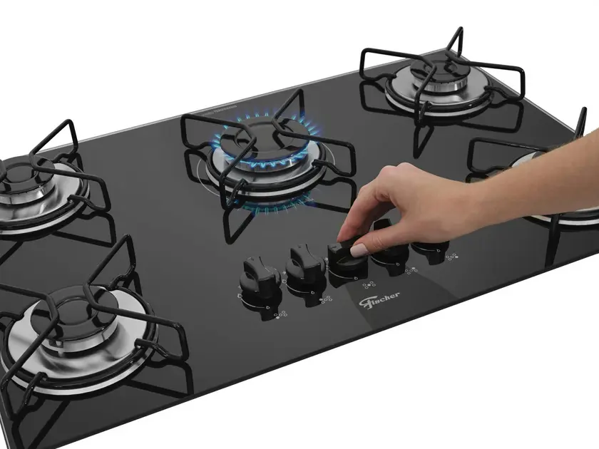 Cooktop Fischer 5 Bocas Fit Line Trempe Iron – Gás e Elétrico Bivolt – Preto Cooktop Fischer 5 Bocas Fit Line Trempe Iron - Gás e Elétrico Bivolt - Preto