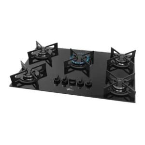 Cooktop Fischer 5 Bocas Fit Line Trempe Iron - Gás e Elétrico Bivolt - Preto