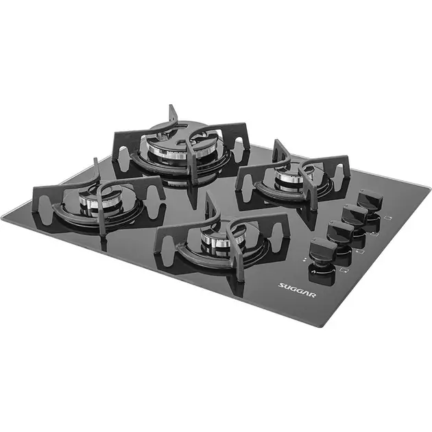 Cooktop Suggar 4 Bocas Preto com Tripla Chama e Gás Bivolt FG4304AVP Cooktop Suggar 4 Bocas Preto com Tripla Chama e Gás Bivolt FG4304AVP